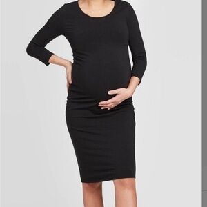 Ingrid & Isabel Maternity Three Quarter Sleeve Body Con Dress Black